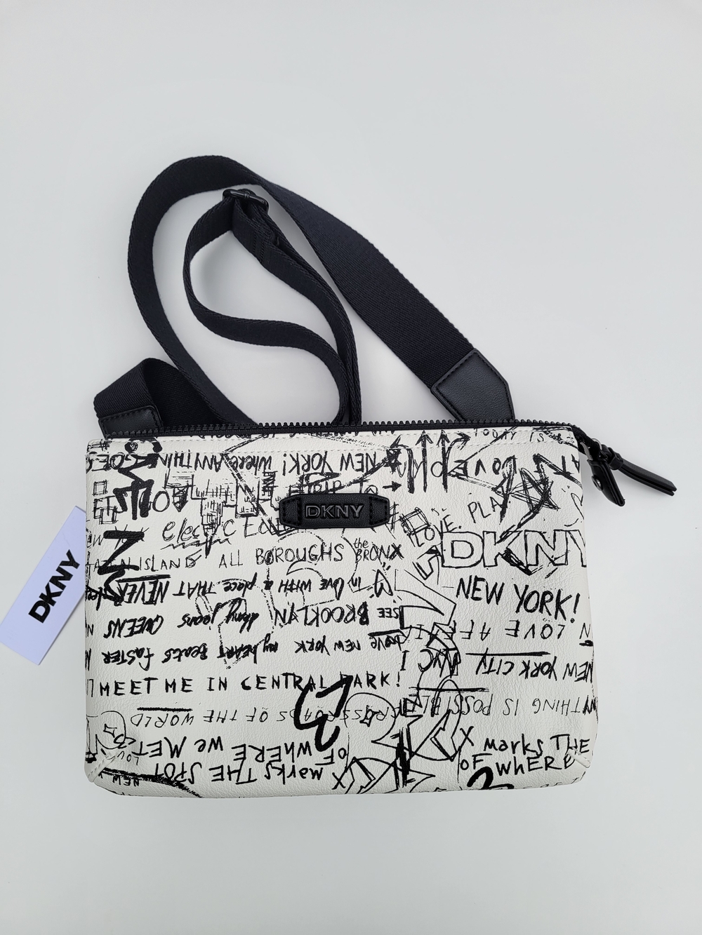 DKNY White Graffiti Print Crossbody Bag
